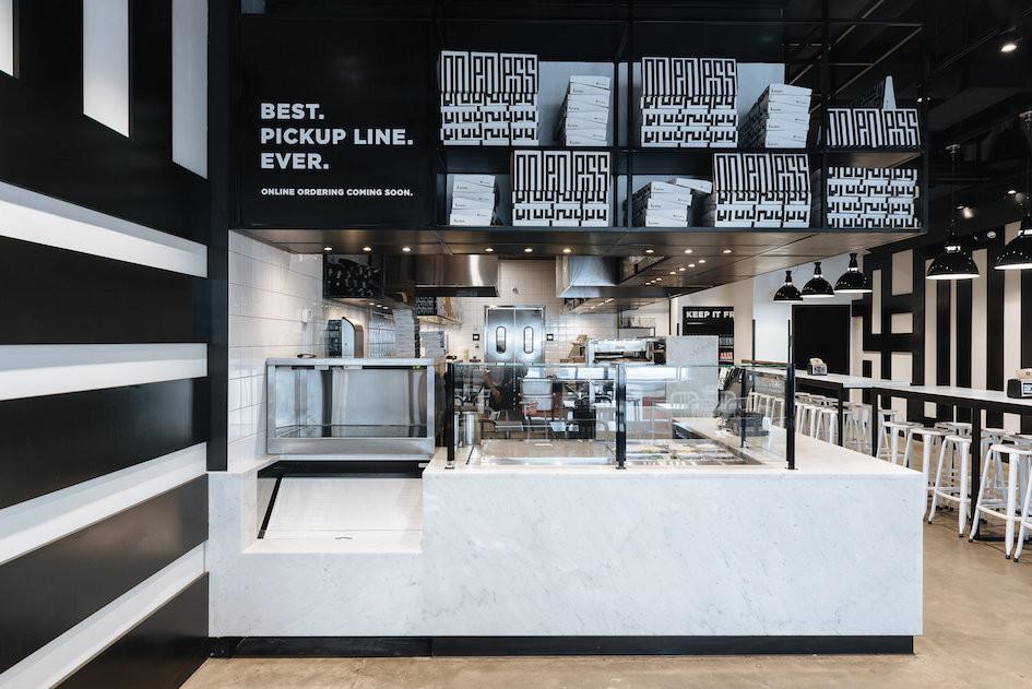 Lighting and design elements in a Washington D.C. commercial restaurant.