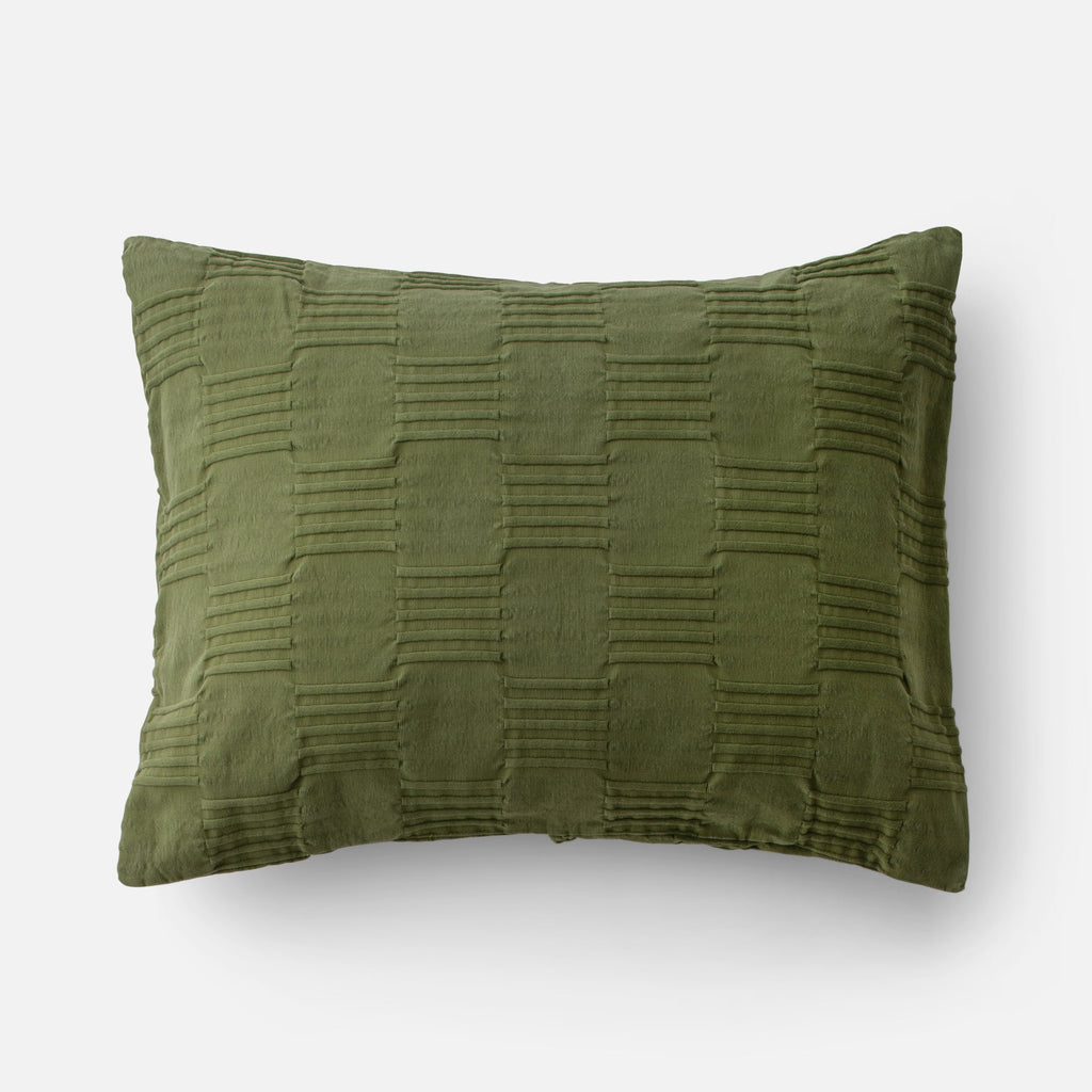 Woven Tally Pillow Sham::alder green::main