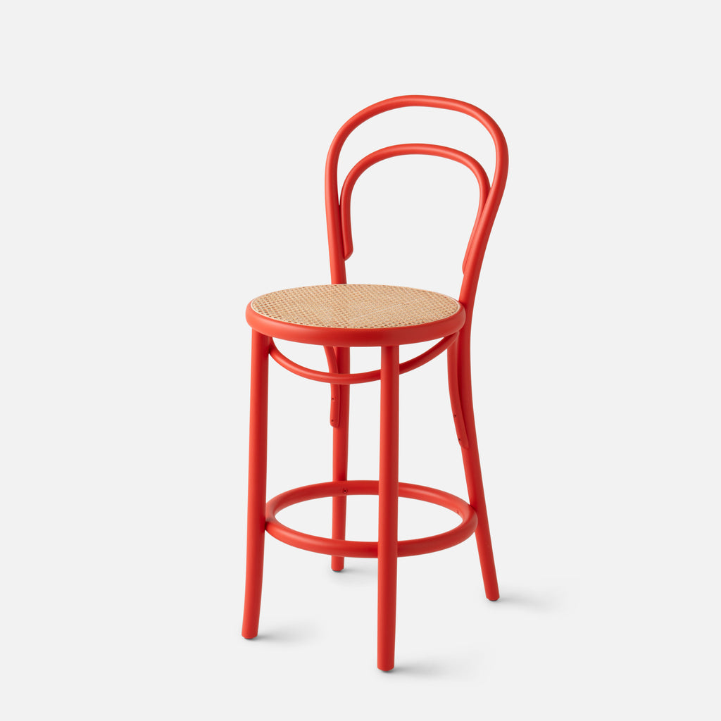 TON 14 Bentwood Caned Stool::Persimmon::Main