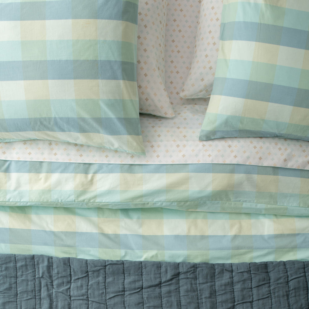 Woven Plaid Duvet Cover::woven plaid-shore::hover