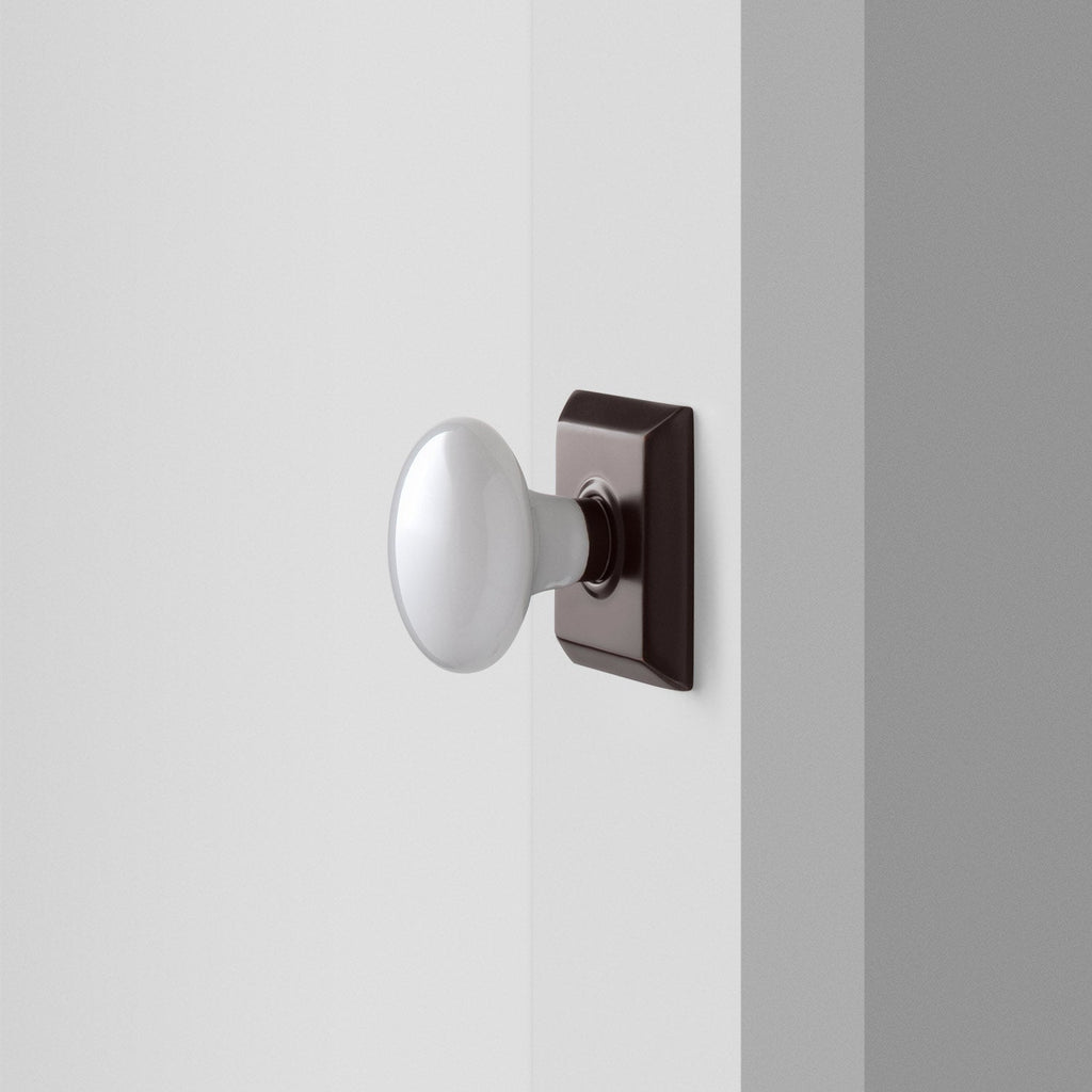 Freeport Small Backplate Doorset with Porcelain Knob - Oil Rubbed Bronze:hover