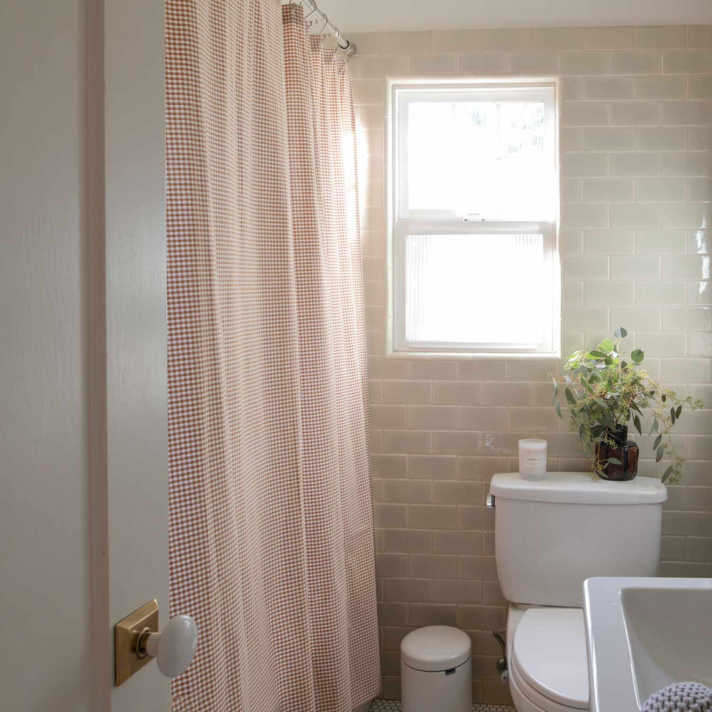 Gingham Shower Curtain::Russet::Hover