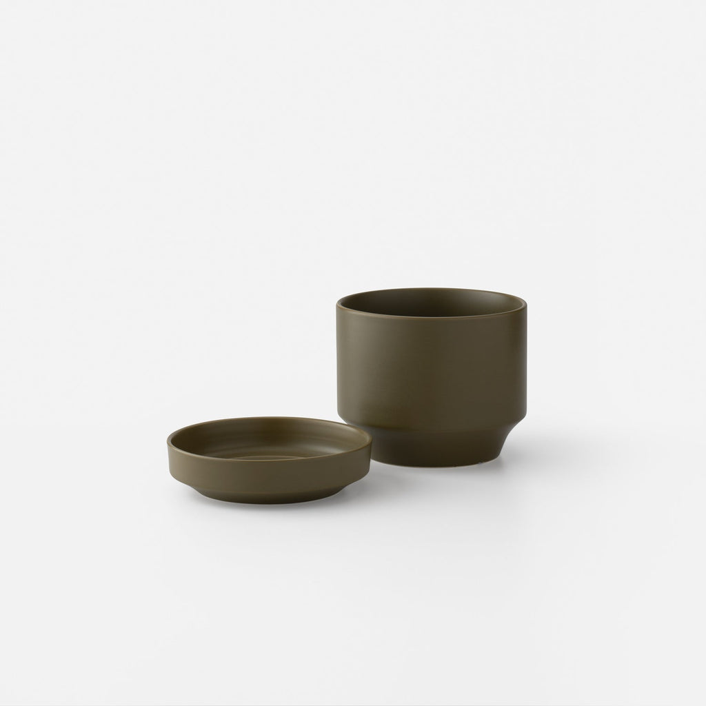 8" Modern Planter + Dish Set