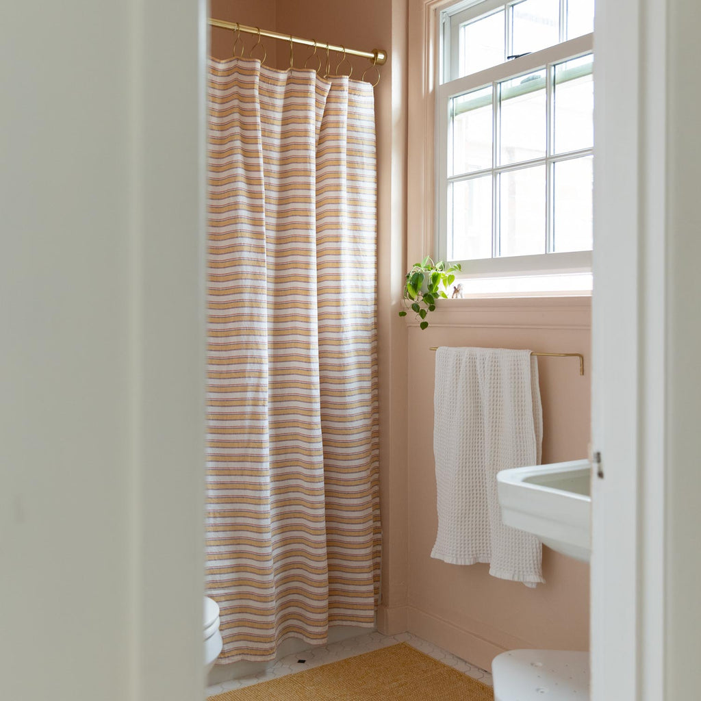 Market Stripe Linen Shower Curtain