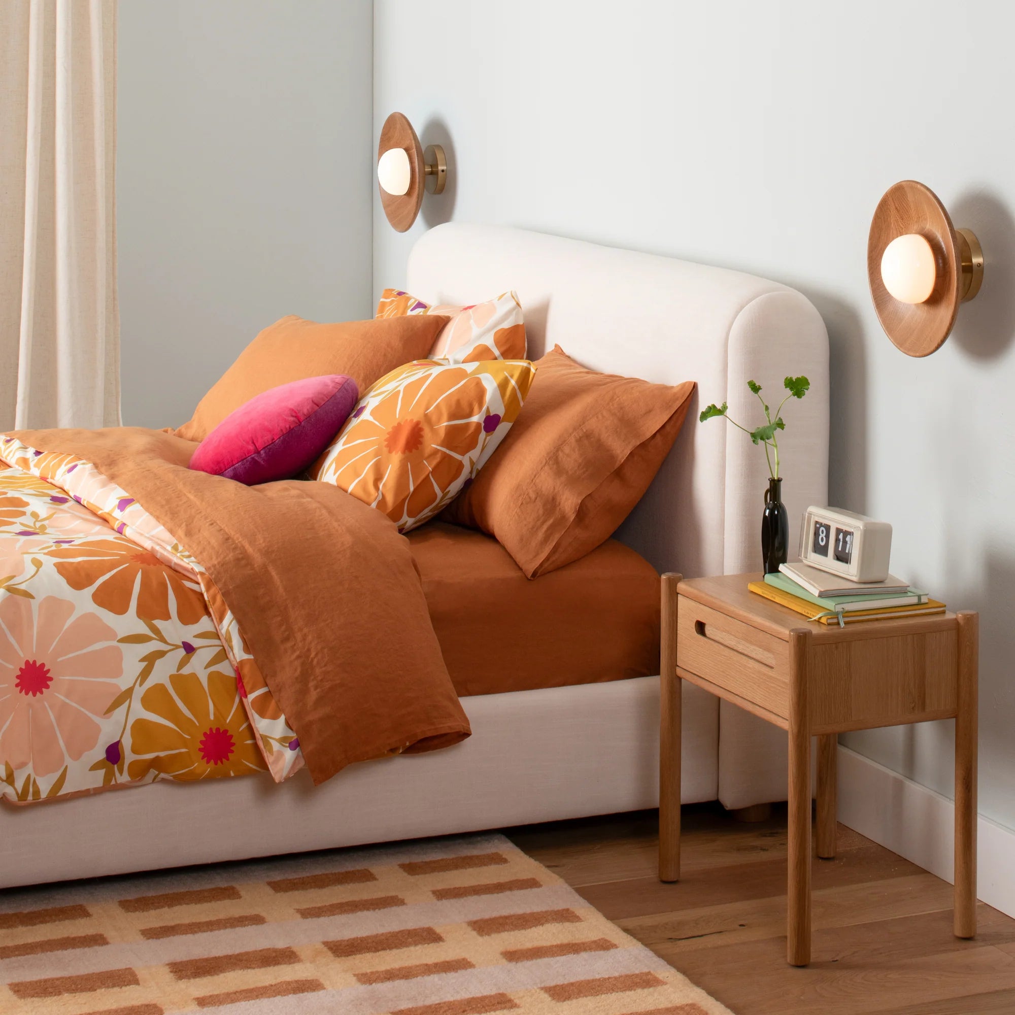 Sunburst floral bedding in a room