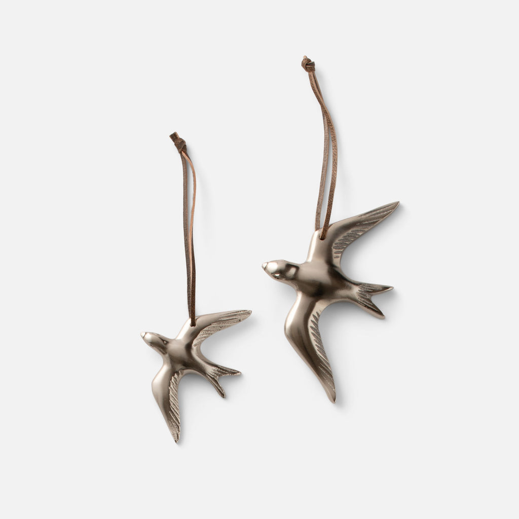 Pewter Swallow Ornament, Set of 2