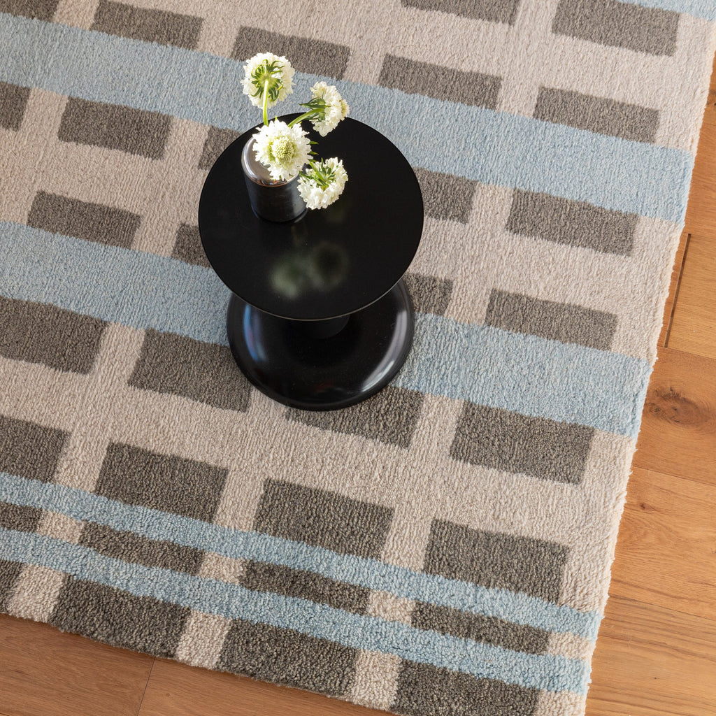 Network Tufted Wool Rug::network tufted-sky::hover