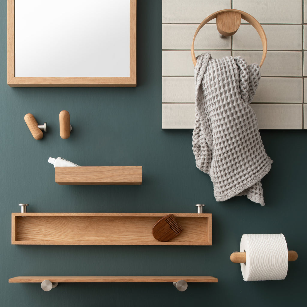 Oak + Stainless Towel Bar