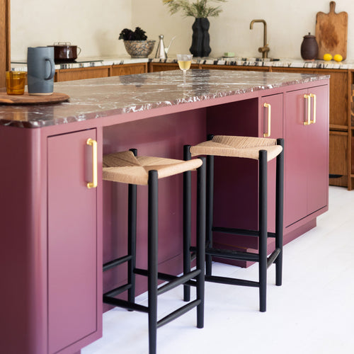 FDB Mobler J164C Stool::Black with Natural Woven Seat::hover