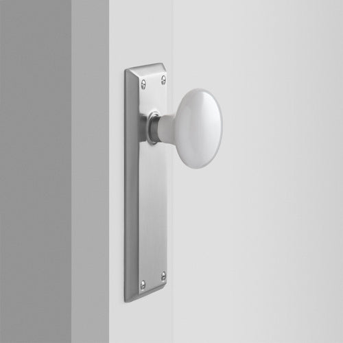 Freeport Large Backplate Doorset with Porcelain Knob