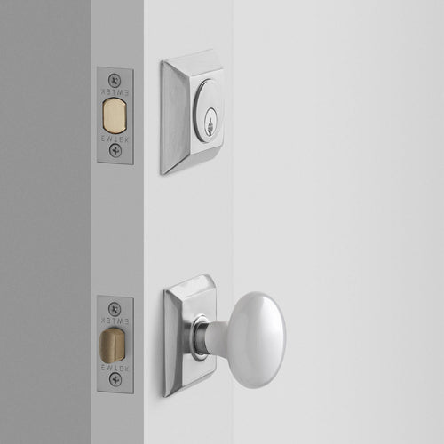 Freeport Small Backplate Doorset with Porcelain Knob + Deadbolt