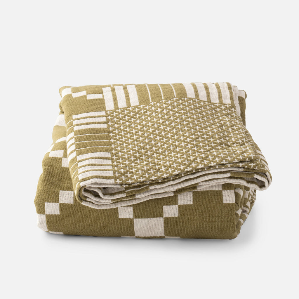 Winter + Summer Cotton Coverlet::Winter Summer Olive::Main