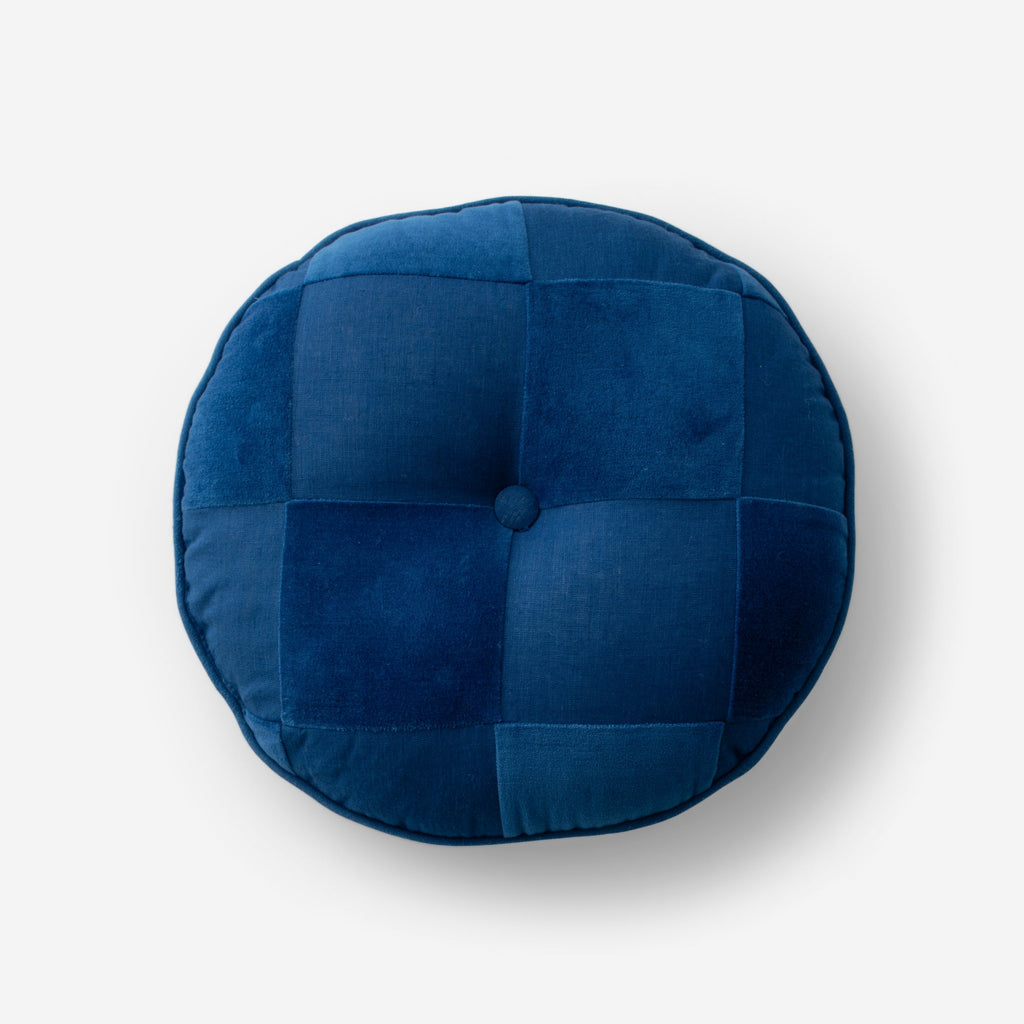 Schoolhouse x Clare V.® Pablo Velvet + Linen Circle Pillow::blue::main