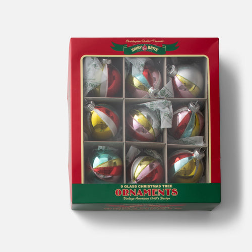 Shiny Brite Festive Fete Ornament, Set of 9