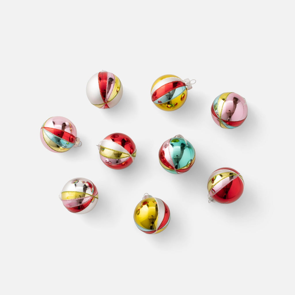 Shiny Brite Festive Fete Ornament, Set of 9