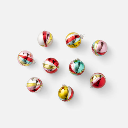Shiny Brite Festive Fete Ornament, Set of 9