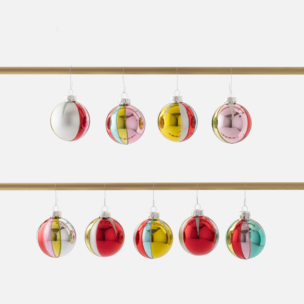 Shiny Brite Festive Fete Ornament, Set of 9