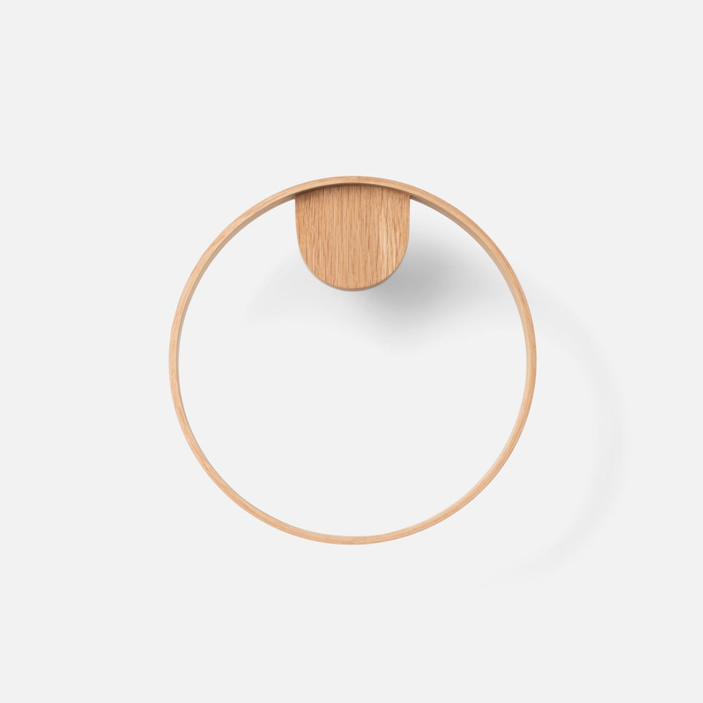 Oak + Stainless Towel Ring
