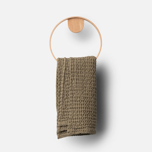 Oak + Stainless Towel Ring:hover