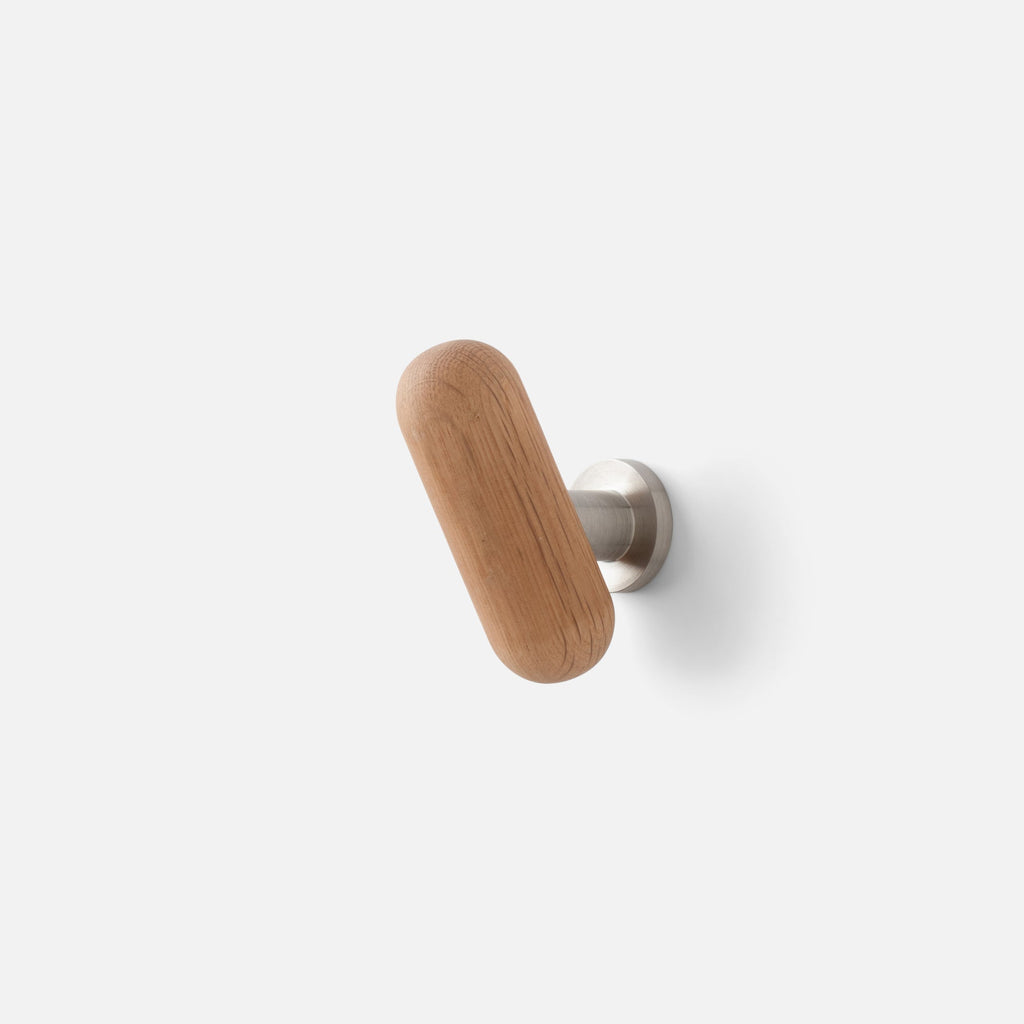 Oak + Stainless Single Hook