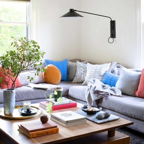 Grid Stitch Pillow::Blue::Hover