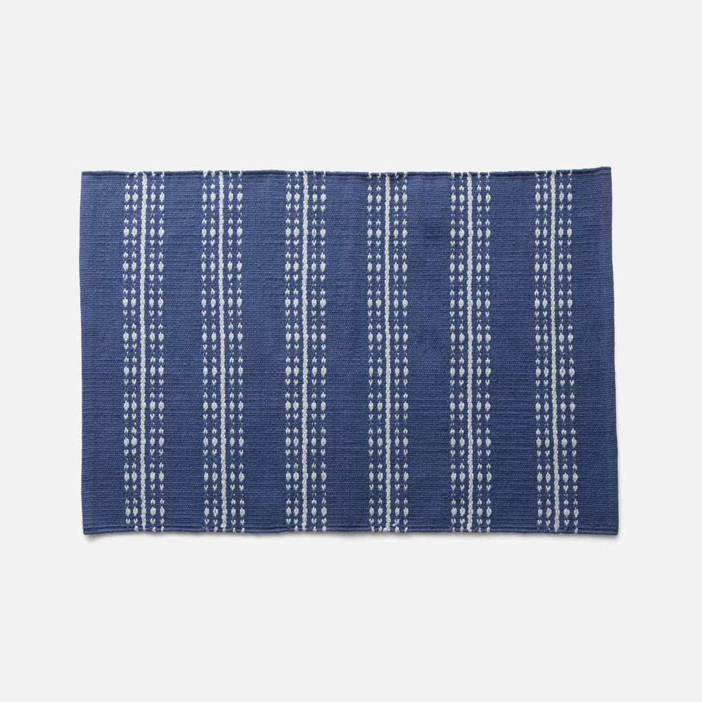 Cotton Ticking Stripe Flatweave Rug::Royal Blue::Main