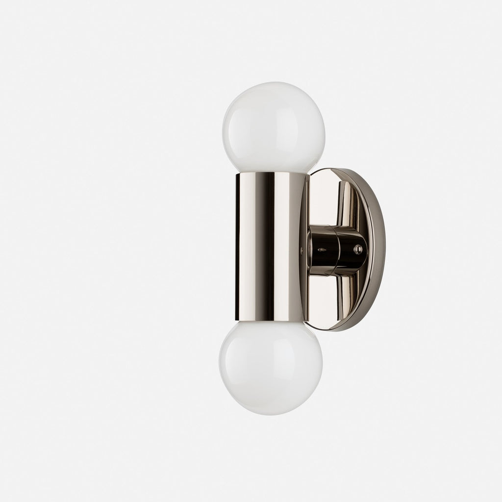 Cylinder Double Sconce::polished nickel::hover