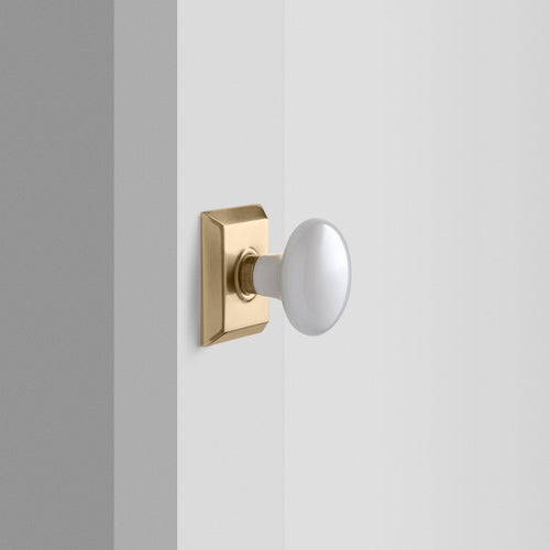Freeport Small Backplate Doorset with Porcelain Knob