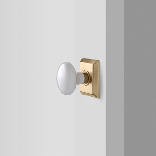Freeport Small Backplate Doorset with Porcelain Knob