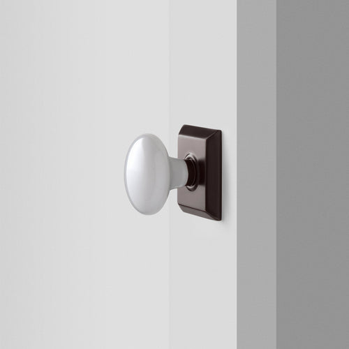Freeport Small Backplate Doorset with Porcelain Knob - Oil Rubbed Bronze:hover