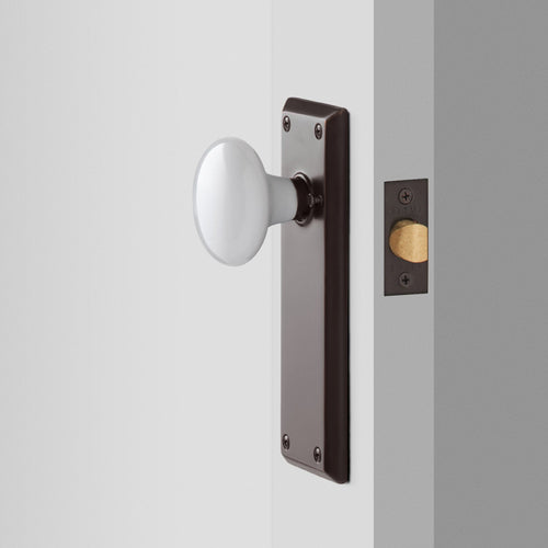 Freeport Large Backplate Doorset with Porcelain Knob - Oil Rubbed Bronze:main