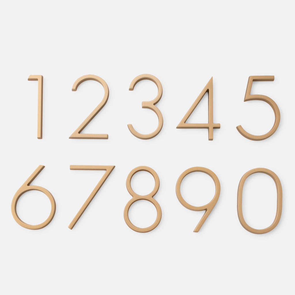 Modern House Numbers::Satin Brass::Main