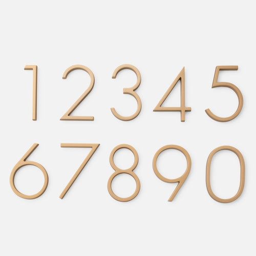 Modern House Numbers::Satin Brass::Main