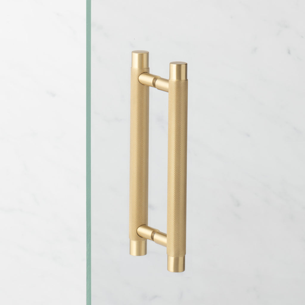 Knurled Shower Handle Set::Natural Brass::Main