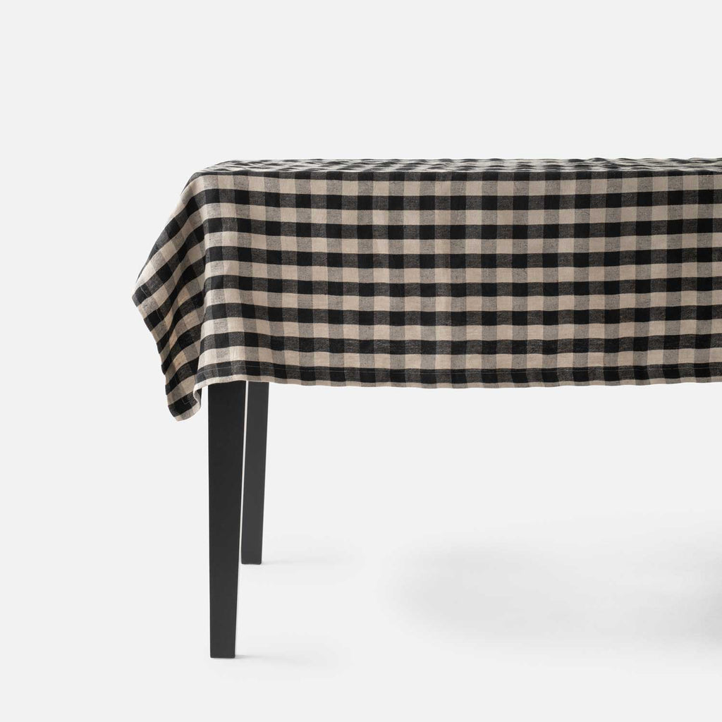 Linen Check Napkin Set::Black + Flax::Main