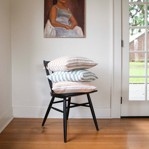 Market Stripe Linen Throw Pillow::Butterscotch Stripe::Hover