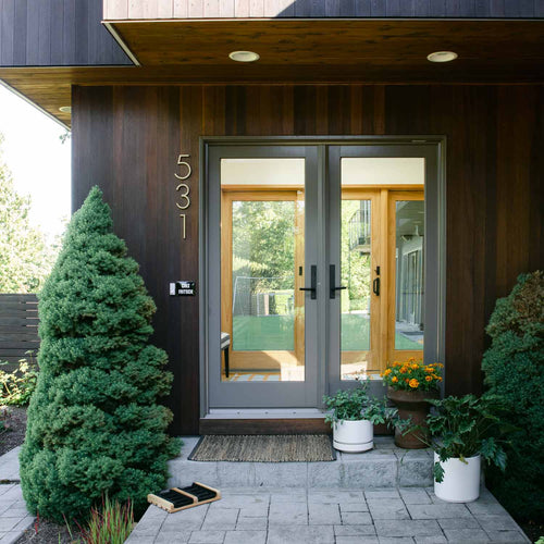 Modern House Numbers::Satin Brass::Hover