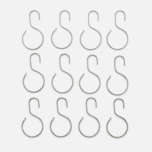 Utility Shower Curtain Hooks, Set of 12