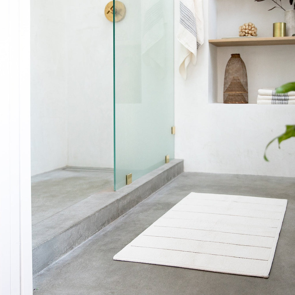 Wide Stripe Bath Mat::black::Hover