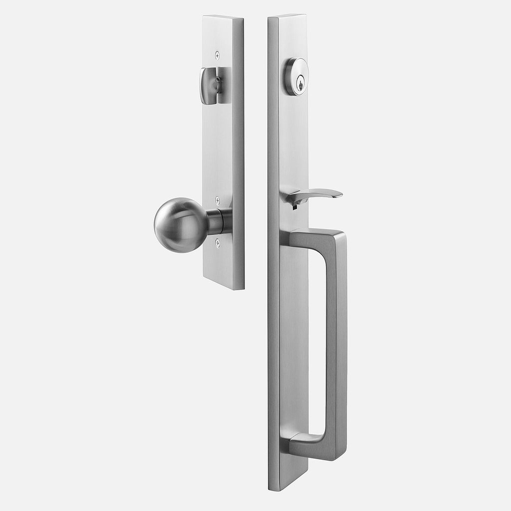 Lausanne Entrance Handleset with Globe Knob - Satin Nickel