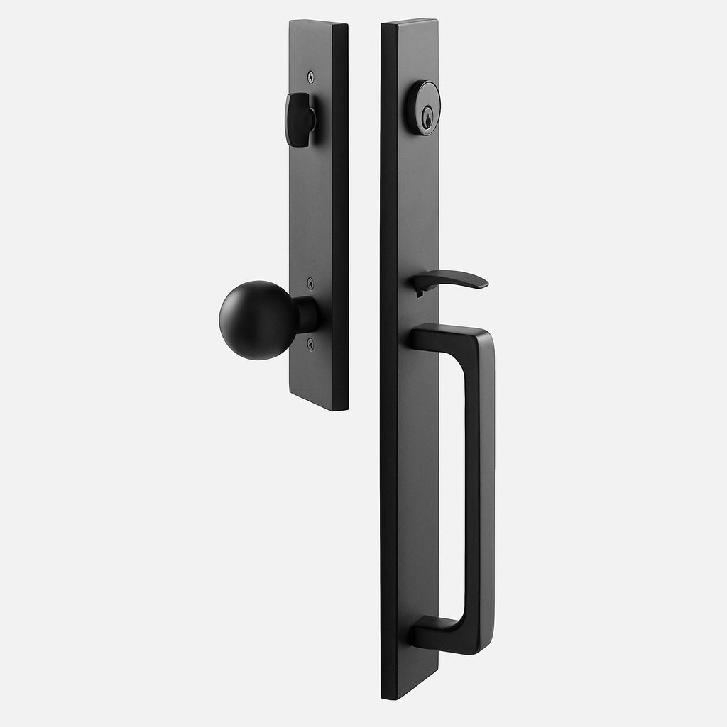 Lausanne Entrance Handleset with Globe Knob - Flat Black