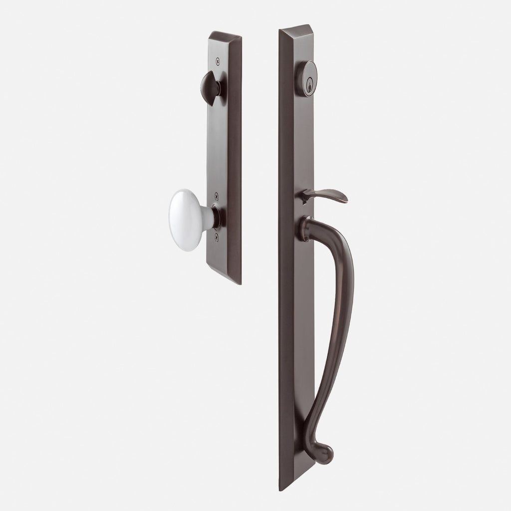 Freeport Entrance Handleset with Porcelain Knob - Oil Rubbed Bronze