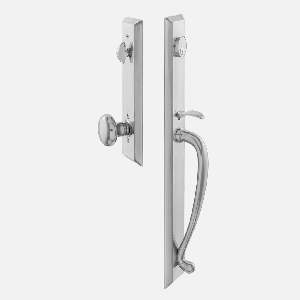 Freeport Entrance Handleset with Portsmouth Knob - Satin Nickel