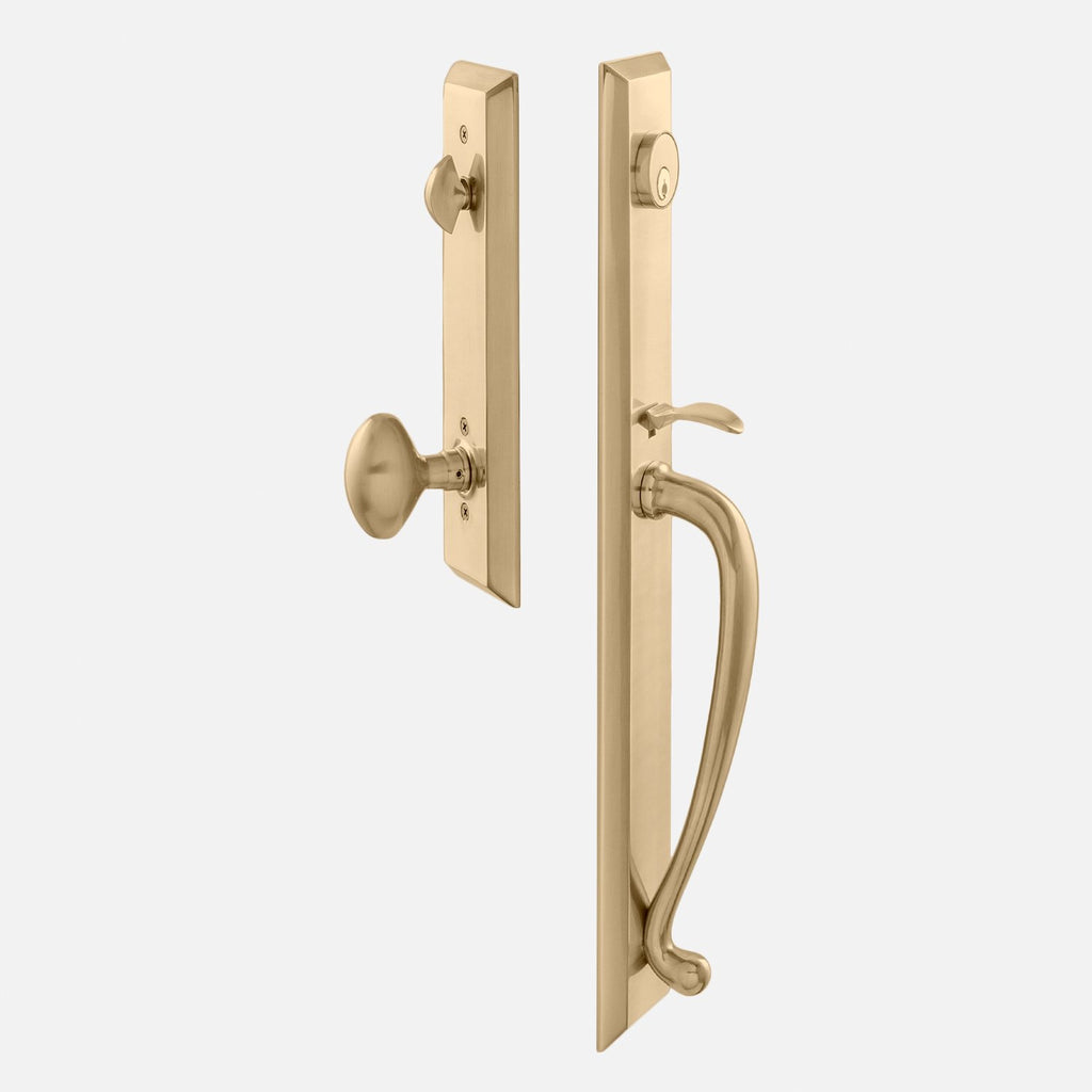 Freeport Entrance Handleset with Egg Knob - Antique Brass