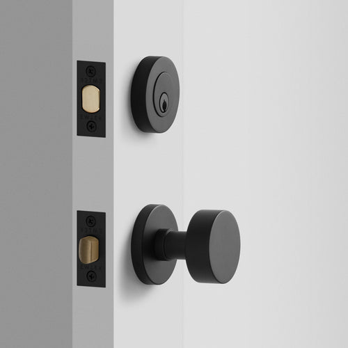 York Doorset with Cylinder Knob + Deadbolt - Flat Black:hover