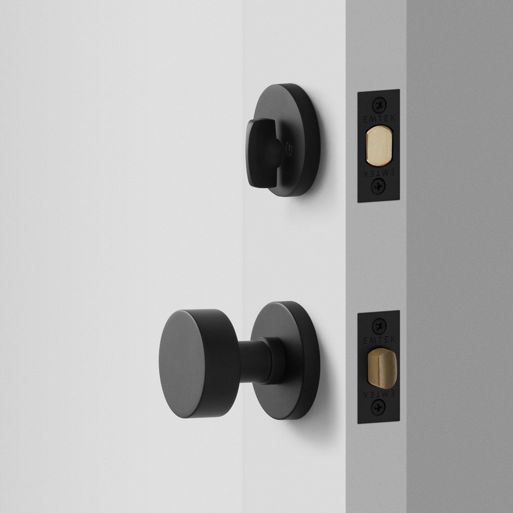 York Doorset with Cylinder Knob + Deadbolt - Flat Black