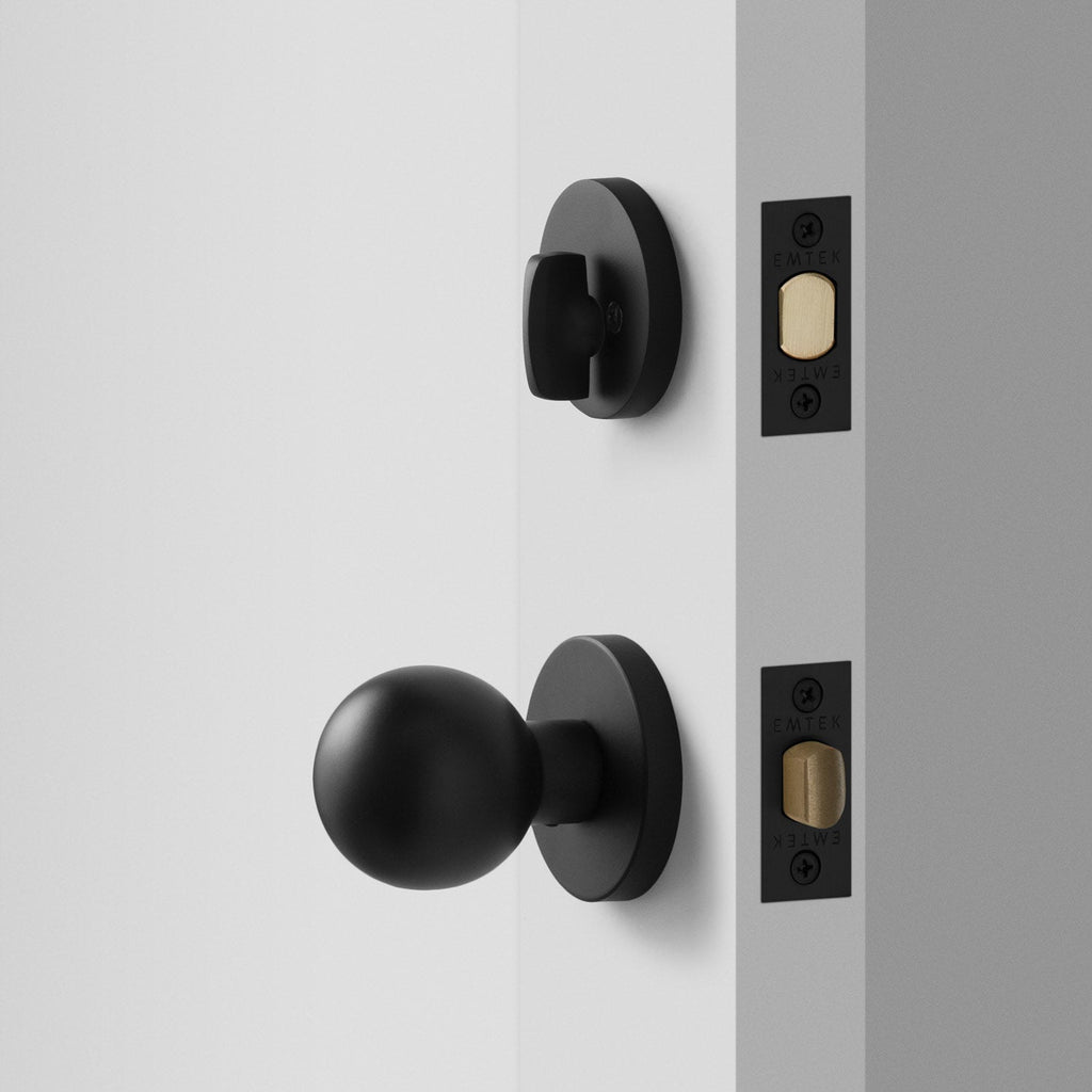 York Doorset with Globe Knob + Deadbolt - Flat Black
