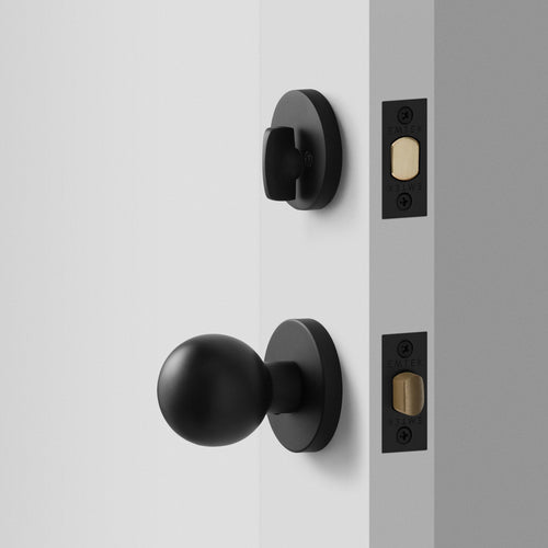York Doorset with Globe Knob + Deadbolt - Flat Black