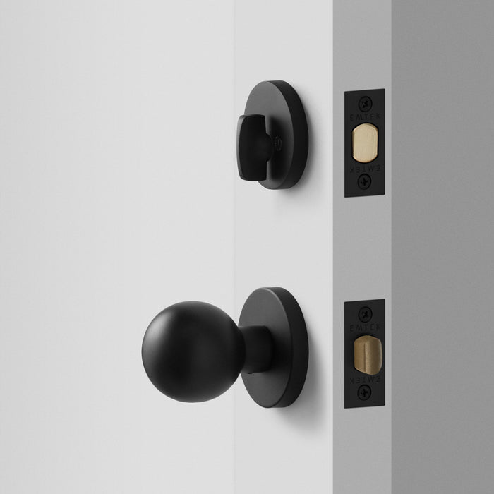 York Doorset with Globe Knob + Deadbolt - Flat Black