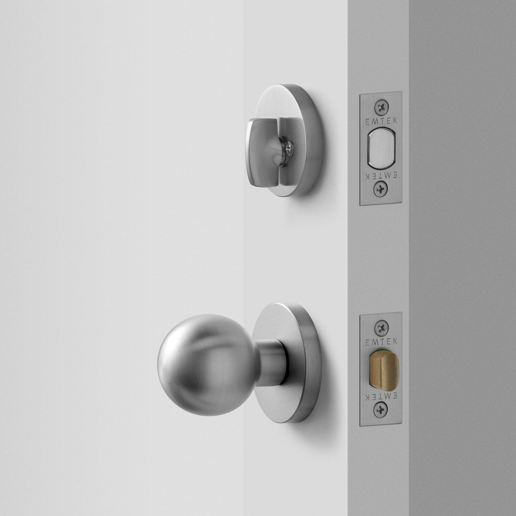 York Doorset with Globe Knob + Deadbolt - Satin Nickel